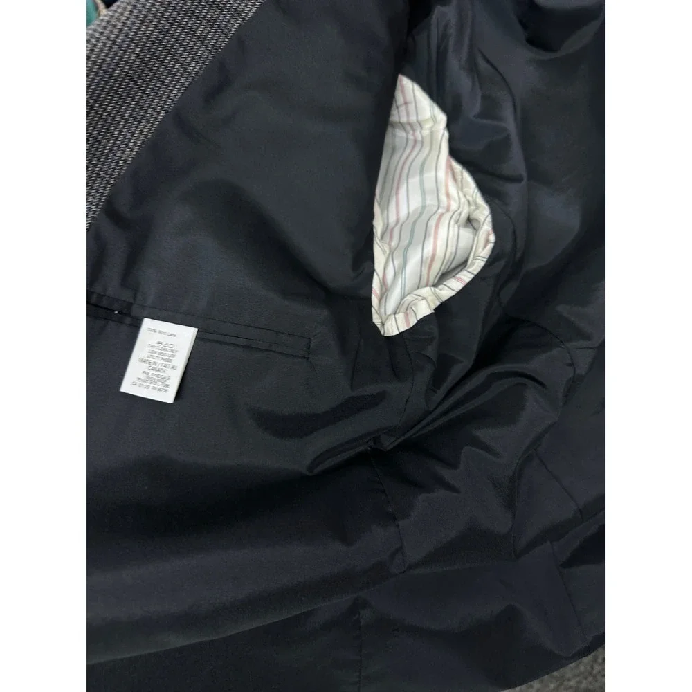 VTG Ralph Lauren Pure New Wool Sports Coat 44R Canada Blue Grey Herringbone